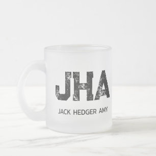 TASSE GIVRÉ MINIMALISTE NOIR MONOGRAMME À TROIS LETTRES NOM CL