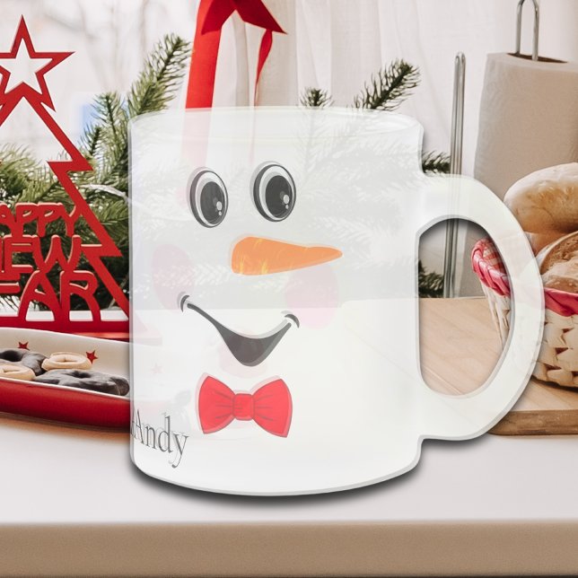 Tasse Givré Moderne Cute Custom Smiling visage Snowman (Créateur téléchargé)