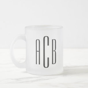 Tasse Givré Moderne Noir Simple Trois LETTRE Mariage Monogramm