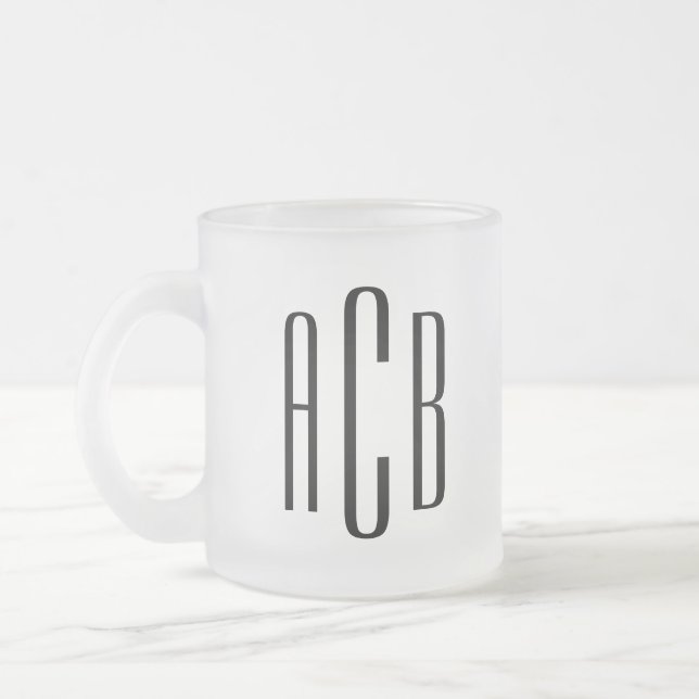 Tasse Givré Moderne Noir Simple Trois LETTRE Mariage Monogramm (Gauche)