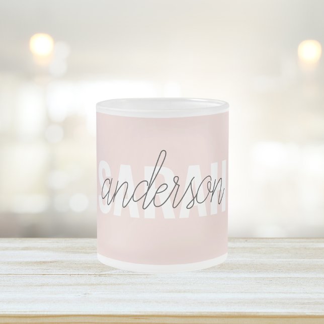 Tasse Givré Moderne Pastel Rose Beauté Personnalisée Vous Nom (Créateur téléchargé)
