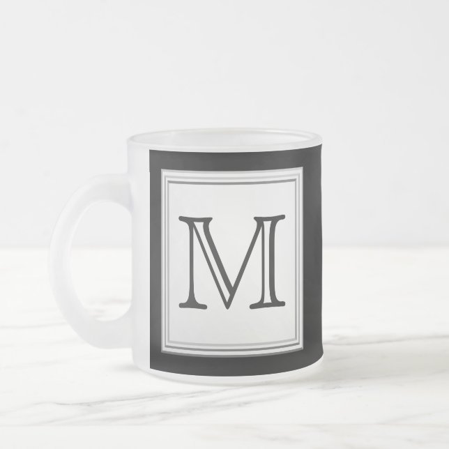 Tasse Givré Monogramme fait sur commande imprimé. Gris noir et (Gauche)