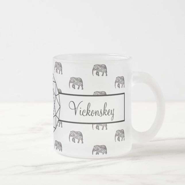 Tasse Givré Monogramme géométrique éléphant noir et blanc (Droit)