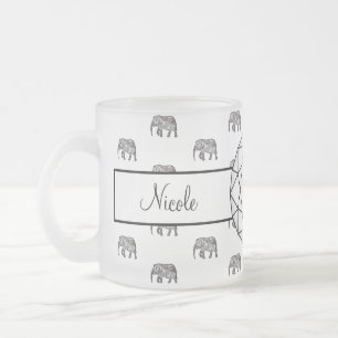 Tasse Givré Monogramme géométrique éléphant noir et blanc deux
