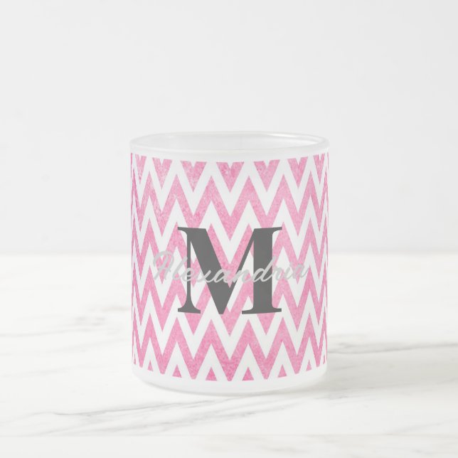 Tasse Givré Monogramme rose blanc Chevron (Centre)