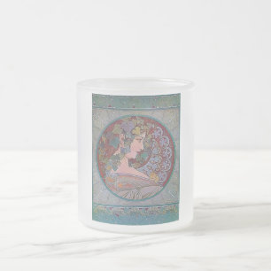 Tasse Givré Mosaïque de femme de Mucha d'art déco
