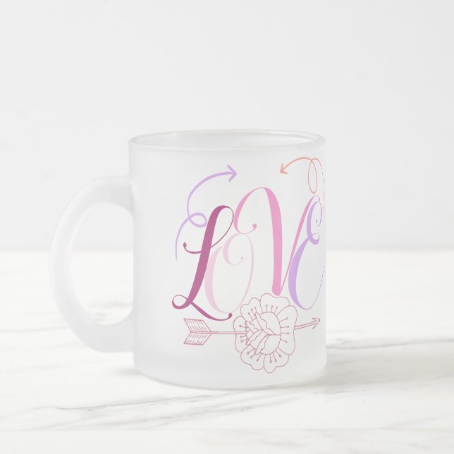 Tasse Givré Mot d'amour & fleurs avec flèche (Gauche)