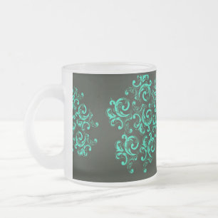 Tasse Givré Motif à fleurs vintage vert sur
