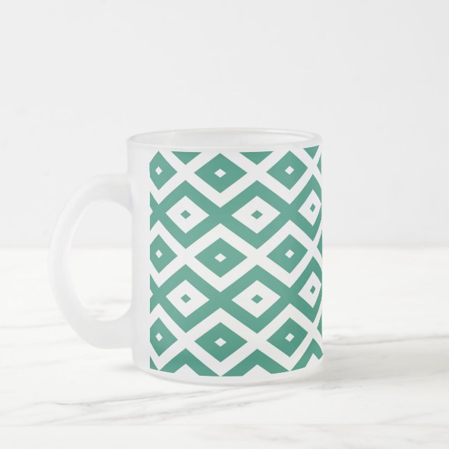 Tasse Givré Motif de diamant vert et blanc (Gauche)