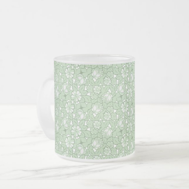 Tasse Givré Motif de rose en vert clair (Devant gauche)