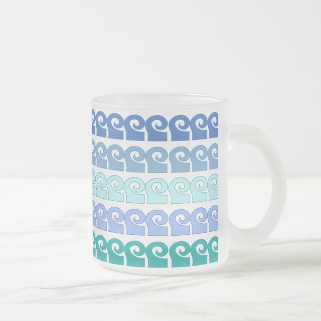 Tasse Givré Motif des vagues modernes dans les tons bleus (Droit)