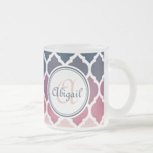Tasse Givré Motif en treillis marocain rose monogramme