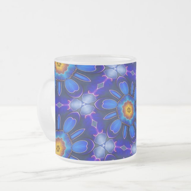 Tasse Givré Motif Fleurs bleues Abstraites (Devant gauche)
