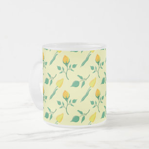 Tasse Givré Motif floral avec rose jaune et fleurs de tulipe