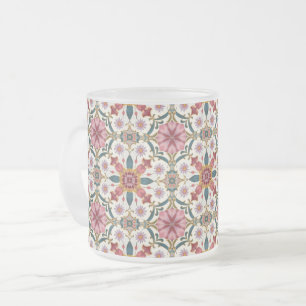Tasse Givré Motif floral boho en rouge, rose et sarcelle