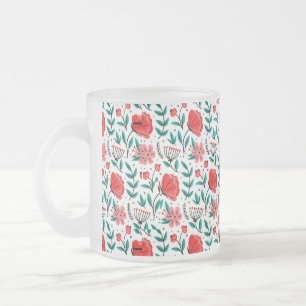 Tasse Givré Motif floral dessiné à la main coloré.