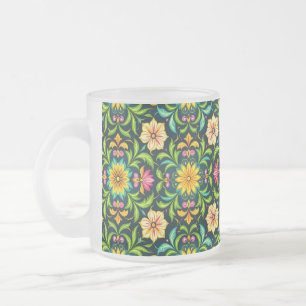 Tasse Givré Motif ornemental floral aux couleurs vives