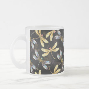 Tasse Givré Motif sans couture avec libellules d'or