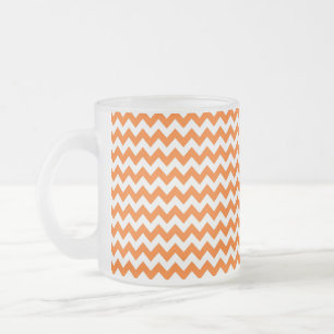 Tasse Givré Motif Zigzag Orange et Blanc Chevron