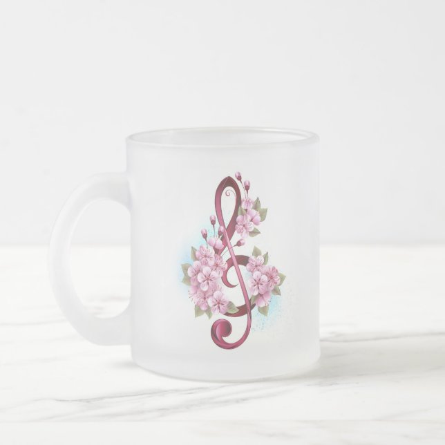 Tasse Givré Musical treble clef notes with sakura flowers (Gauche)