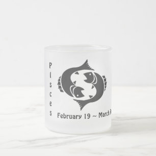 Tasse Givré Musique/Poissons Zodiac Frosted Personnalisés