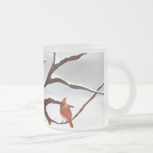 Tasse Givré Neige et oiseaux cardinaux