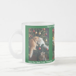 Tasse Givré Noël des chats, Image et Texte, Personnaliser, 