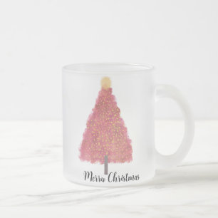 Tasse Givré Noël rose avec parties scintillant