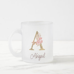 Tasse Givré Nom personnalisé Blush Rose Gold Lettre A