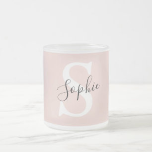 Tasse Givré Nom personnalisé moderne Monogram Pastel Rose