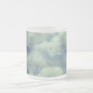 Tasse Givré Nuage et étoile nuit mignon bleu blanc
