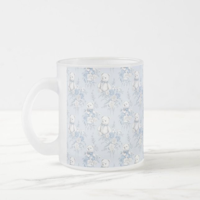 Tasse Givré Ornement floral bleu français et ours (Gauche)