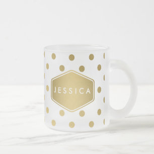 Tasse Givré Paillettes Filles Or Motif Points de Polka Monogra