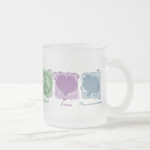 Tasse Givré Paix, amour, et Pomeranians en pastel