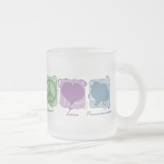 Tasse Givré Paix, amour, et Pomeranians en pastel