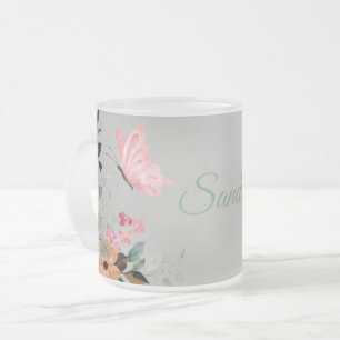 Tasse Givré Papillons et fleurs d'aquarelle personnalisés