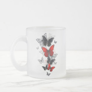 Tasse Givré Papillons noirs et rouges volants