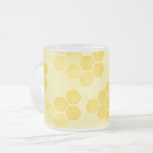 Tasse Givré Pastel Yellow Honeycomb Pattern (Devant gauche)