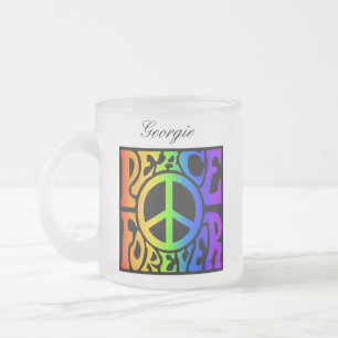 Tasse Givré Peace Forever Vintage Retro Rainbow-Black Graphism