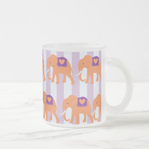 Tasse Givré Peach Purple Elephants Coeurs sur Purple Stripes