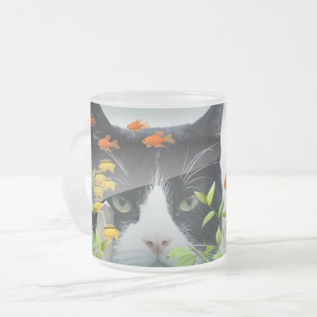 Tasse Givré Peinture de chat personnalisée dans un réservoir d (Devant gauche)