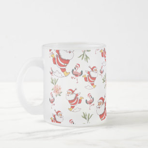 Tasse Givré Père Noël Flamant Tropical Motif de Noël vert
