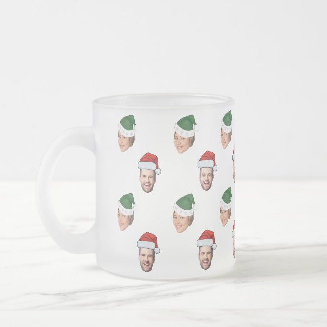 Tasse Givré Personnalisé Visage 2 Photos Santa Hat Cadeau de N (Gauche)