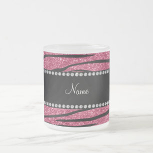 Tasse Givré Personnalisez les rayures roses nommées de zèbre