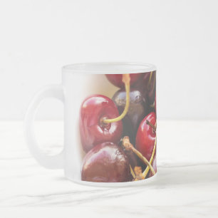 Tasse Givré Photographie de Cerises Rouges Fraîches dans un Bo