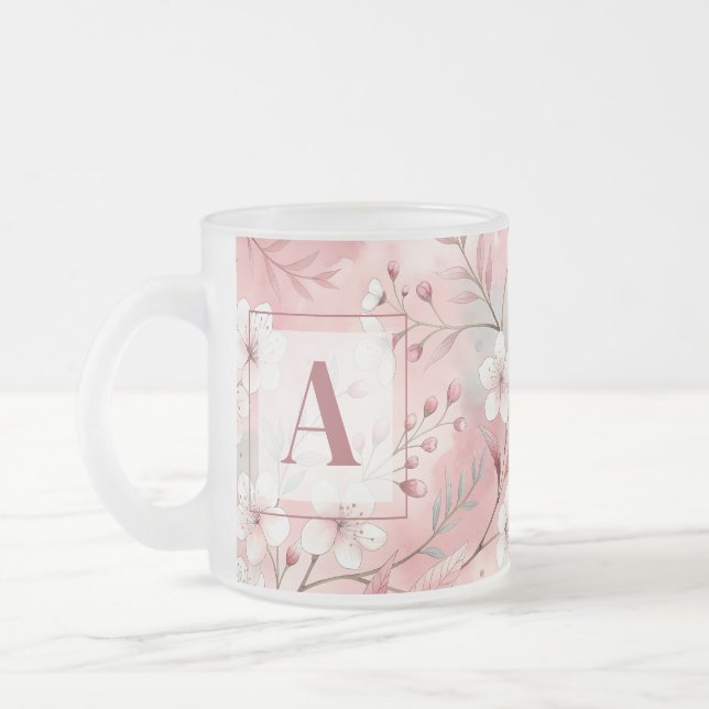 Tasse Givré Pink cherry blossom monogram (Gauche)