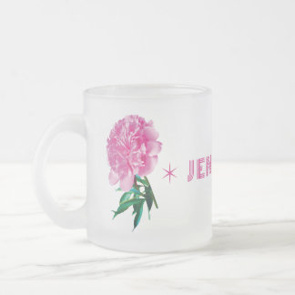 Tasse Givré Pivoine Rose Étoile Féminine Personnaliser Nom