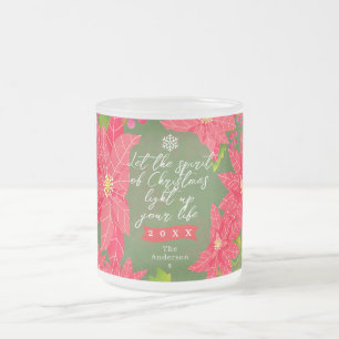 Tasse Givré Poinsettia de Noël vert