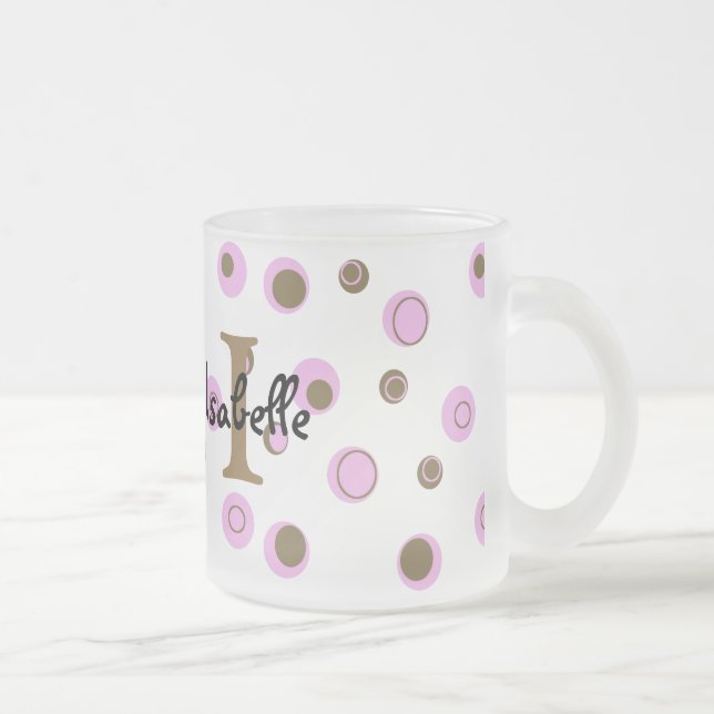 Tasse Givré Pois Brown roses Monogrammes (Droit)