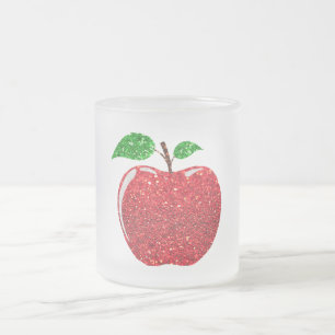 Tasse Givré Pomme Faux Parties scintillant rouge
